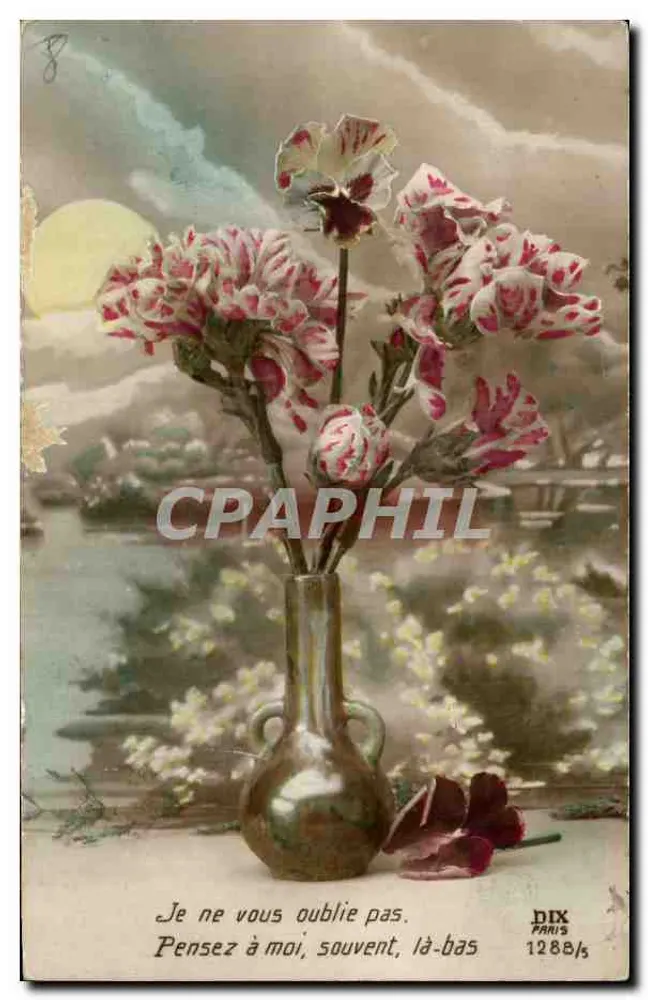 Blumen in einer Vase — verschwommener Landschaft — NIX PARIS 1288/5 - Vorderseite