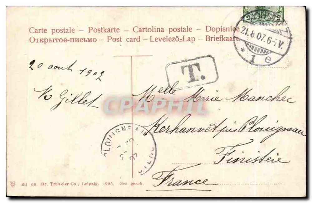 Konstanz — Ansicht des Sees mit dem Boot 'Schwartz' und dem Angel-Hotel — Verlag Dr. Treunkler Co., Leipzig - Rückseite