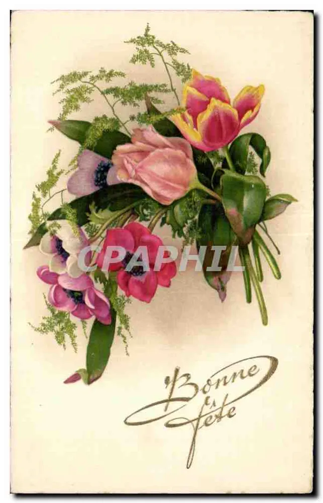 Blumenstrauß aus Tulpen und Anemonen — 'Herzlichen Glückwunsch' - Vorderseite