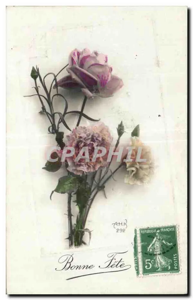 Bouquet aus Rosen und Päonien — Frohe Feier — AH.R 292 - Vorderseite