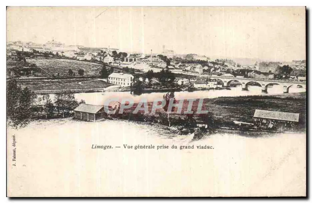 Limoges — Allgemeiner Blick vom großen Viadukt — J. Fakant, abgegeben - Vorderseite