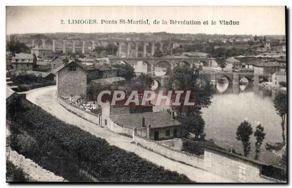 Limoges. Brücken St-Martial, Brücke der Revolution und der Viadukt - Vorderseite
