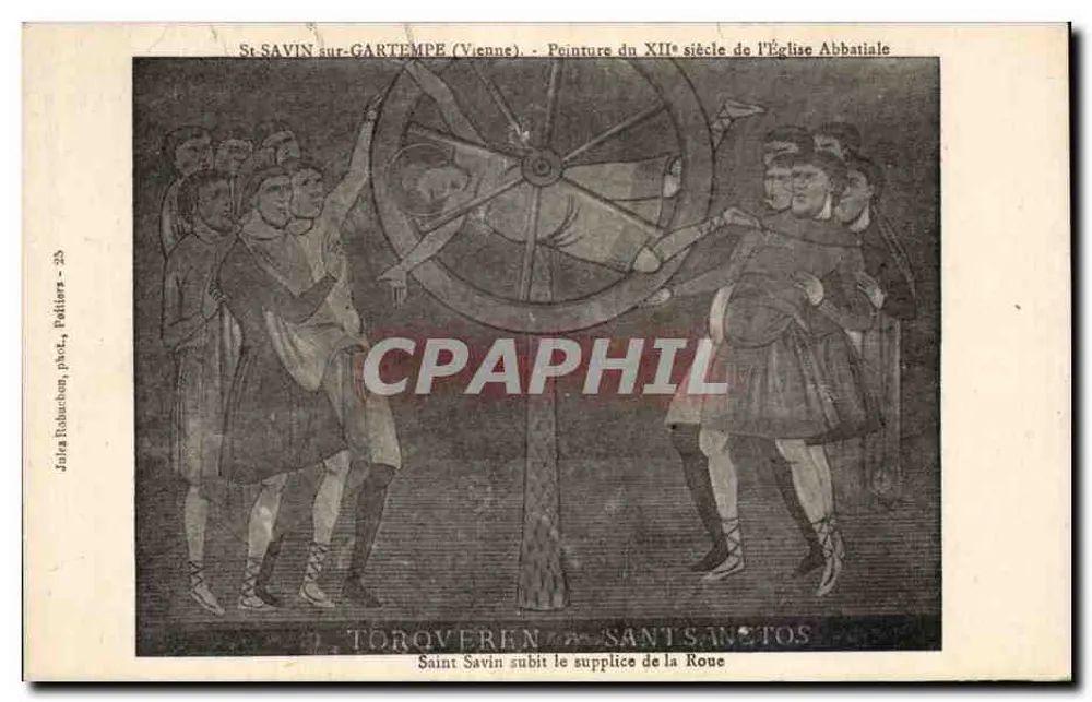 Saint Savin erduldet die Radpeinigung — 12. Jahrhundert-Malerei der Abteikirche — Jules Robuchon, Foto., Paltiers - 25 - Vorderseite