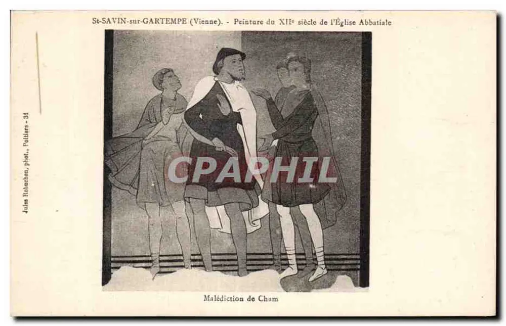 St-SAVIN-sur-GARTEMPE (Vienne) — 12. Jahrhundert-Malerei der Abteikirche — Fluch von Cham — Jules Rozenchau, Fotografie, Follters - 31 - Vorderseite
