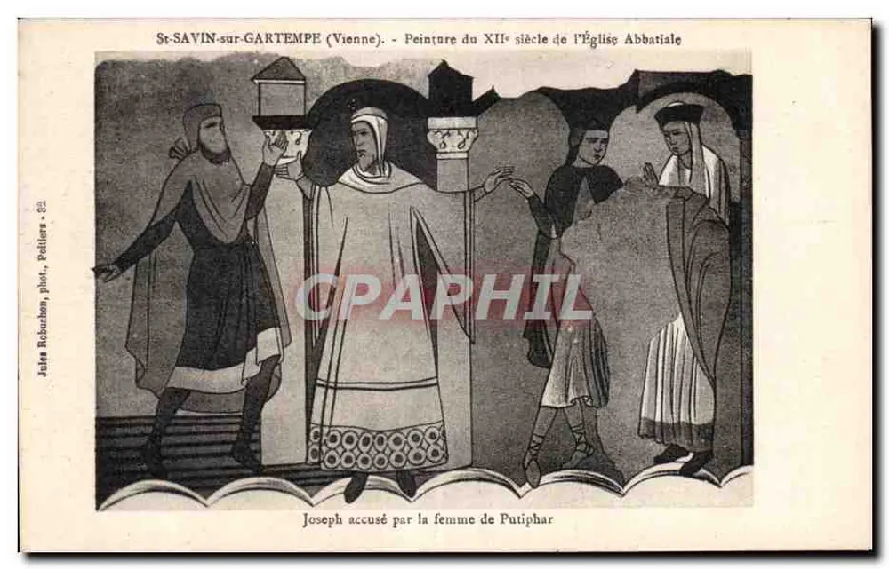 St-SAVIN-sur-GARTEMPE (Vienne) — Malerei aus dem 12. Jahrhundert der Abteikirche — Janes Robuchon, fot. Petitiers - Vorderseite