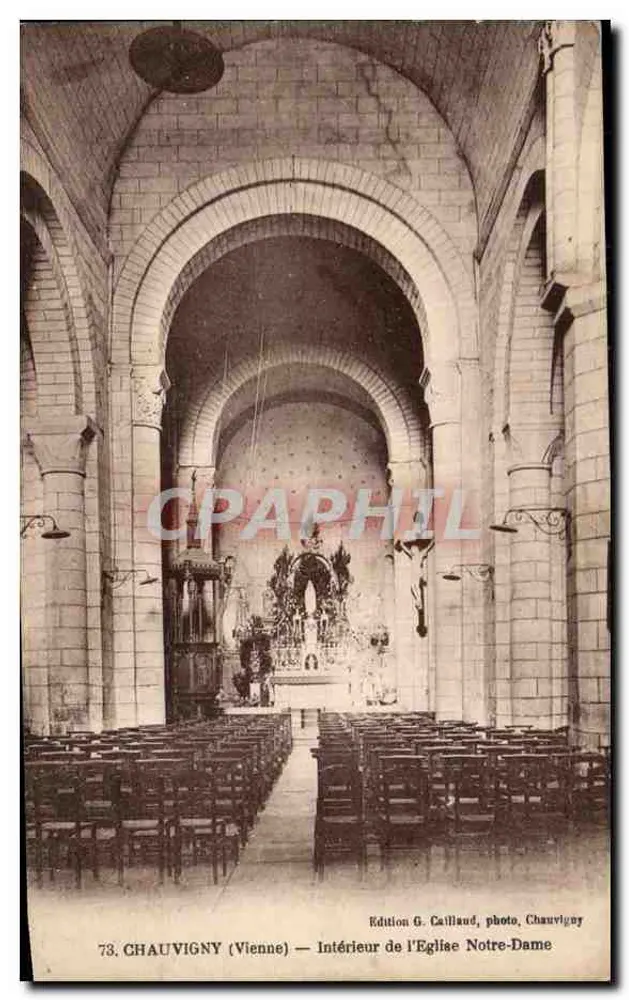Chauvigny (Vienne) — Innenansicht der Kirche Notre-Dame — Edition G. Caillaud, Foto Chauvigny - Vorderseite