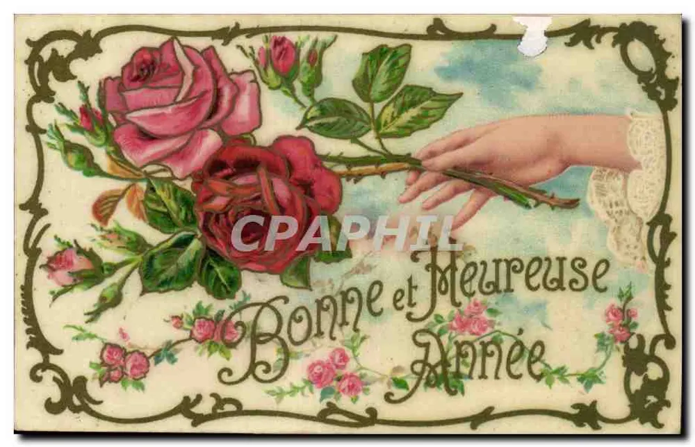 Rosen und Hand — Glückliches und Prosperantes Jahr — - Vorderseite