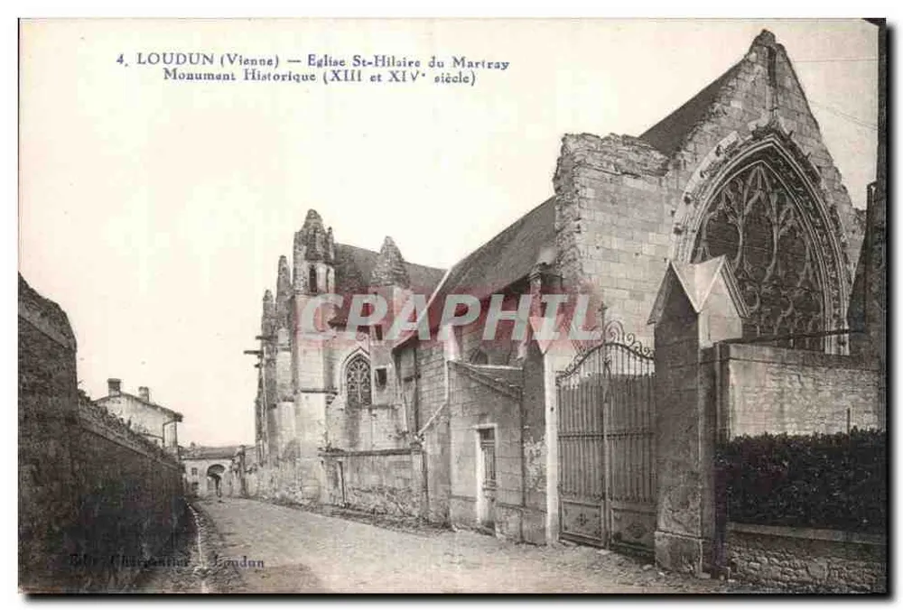 Loudun (Vienne) — Kirche Saint-Hilaire du Martray, historisches Denkmal (13. und 14. Jahrhundert) - Vorderseite