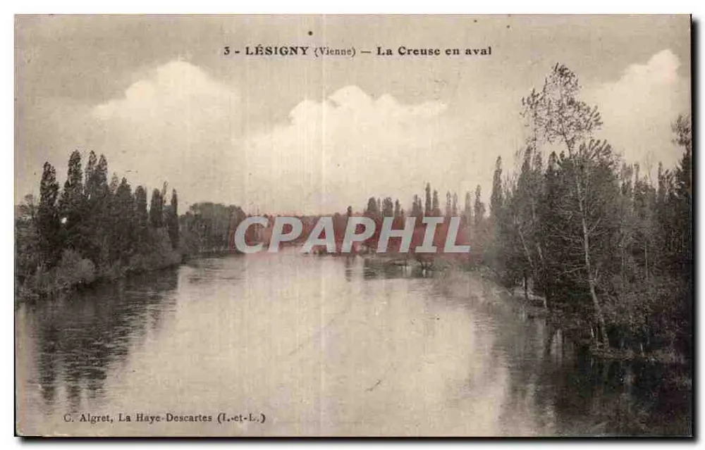 Lésigny (Vienne) — La Creuse em aval — C. Algret, La Haye-Descartes (L.-et-L.) - Frente