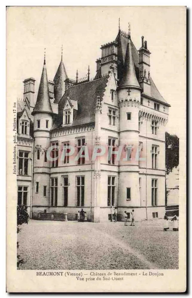 Beaumont (Vienne) — Schloss Beaudiment — Der Bergfried — Ansicht vom Südwesten — Verlag Robuchon, Foto von Pollien - Vorderseite