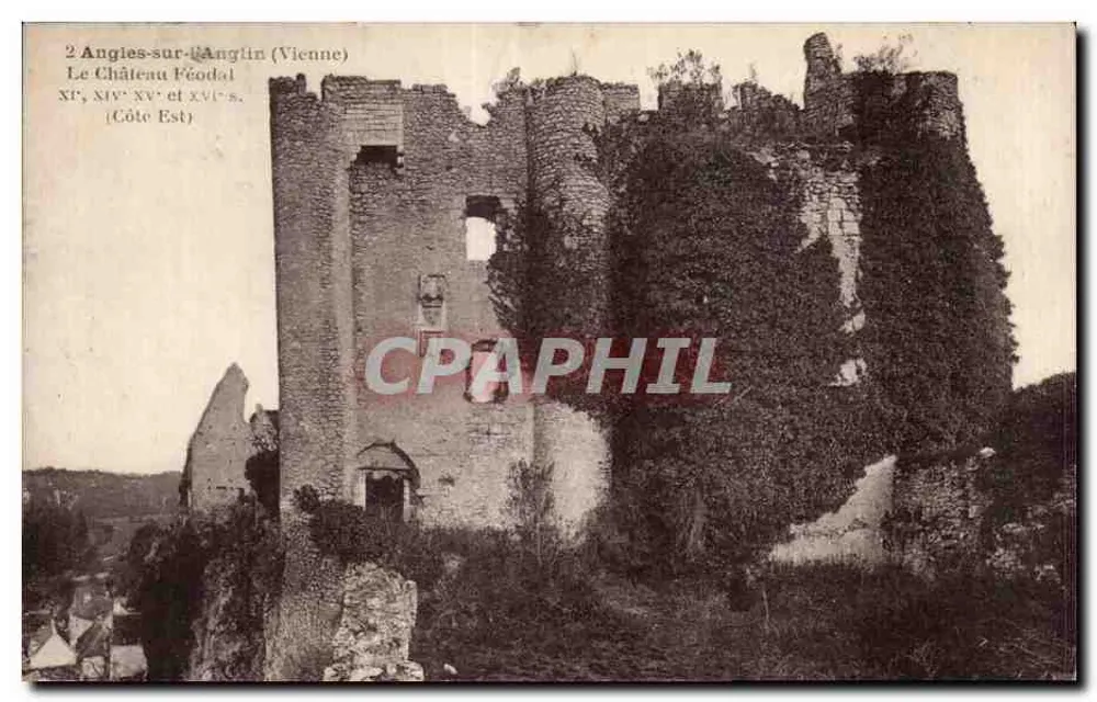Angles-sur-l'Anglin (Vienne) — El Castillo Feudal — Costa Este - Anverso