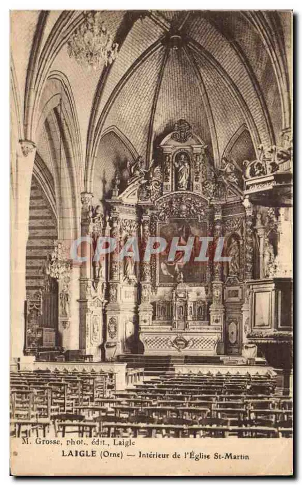 Innenansicht der Kirche St-Martin — Laigle (Orne) — M. Grosse, photo. publ. Laigle - Vorderseite