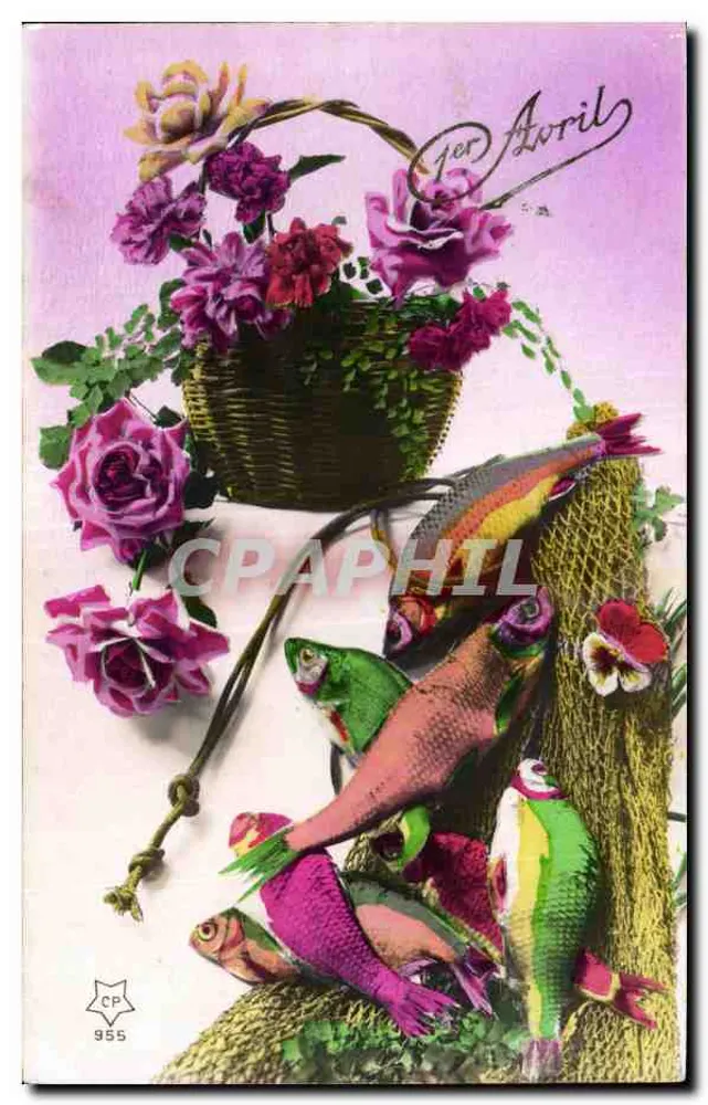 Blütenstrauß aus Rosen und Fischen — CP-Ausgabe 955 - Vorderseite