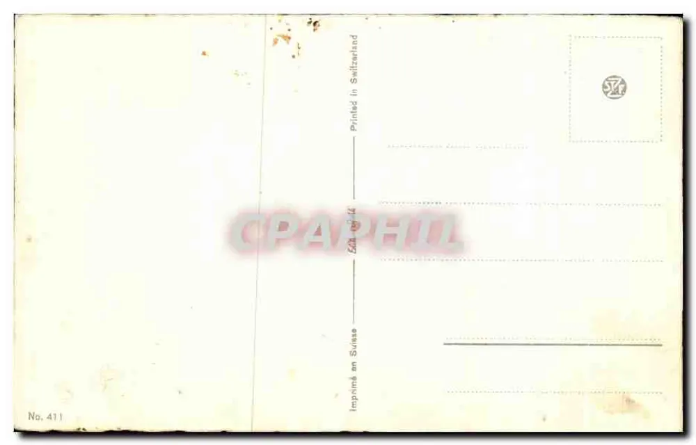 Canal cercado de árvores — Louis Daaphui — Impresso na Suíça, n° 411 - Verso