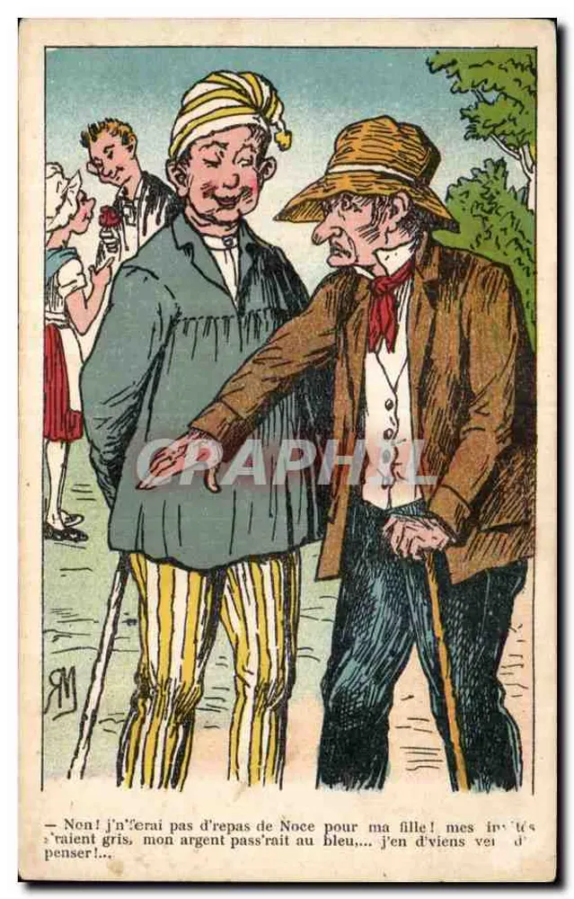 Zwei Männer im Gespräch — humoristische Karikatur — Éditions H - Paris - Vorderseite