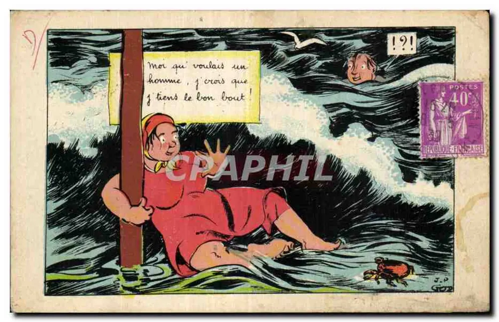 Frau am Meer — Humorvolle Szene — SAPPI Paris - Vorderseite