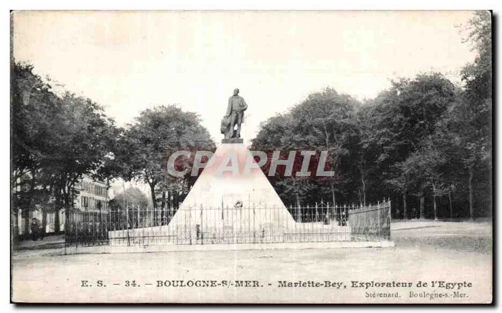 Boulogne-sur-Mer — Denkmal für Mariette-Bey, Entdecker Ägyptens — Verlag Stévenard - Vorderseite