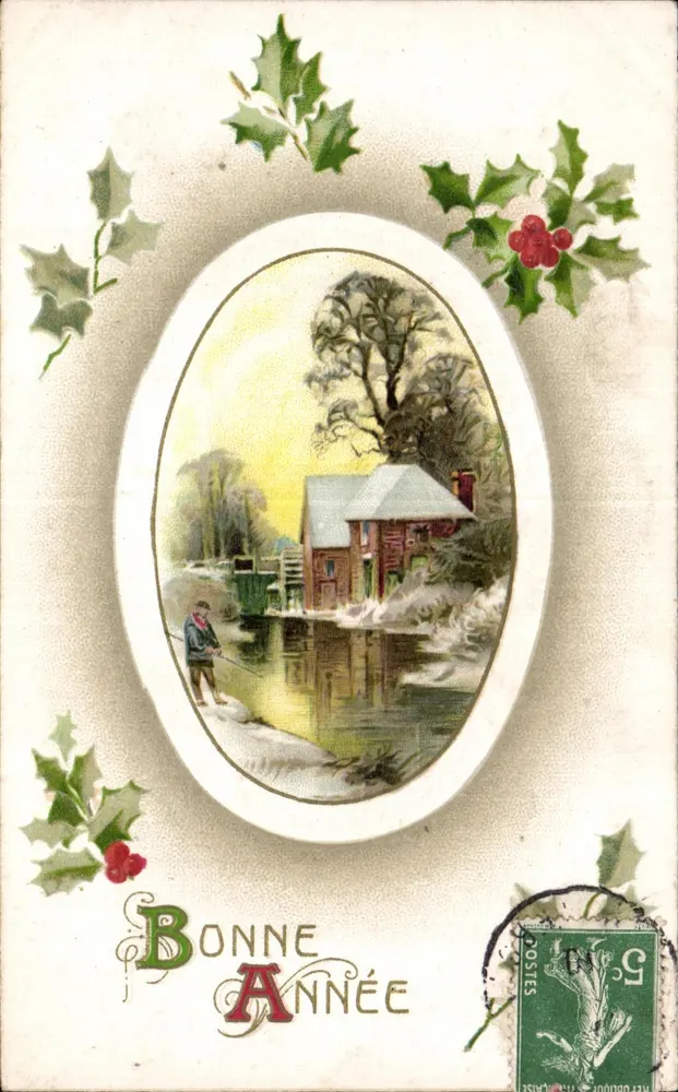 Winterlandschaft — Frohe Weihnachten — Verlag unbekannt, Seriennummer nicht sichtbar - Vorderseite