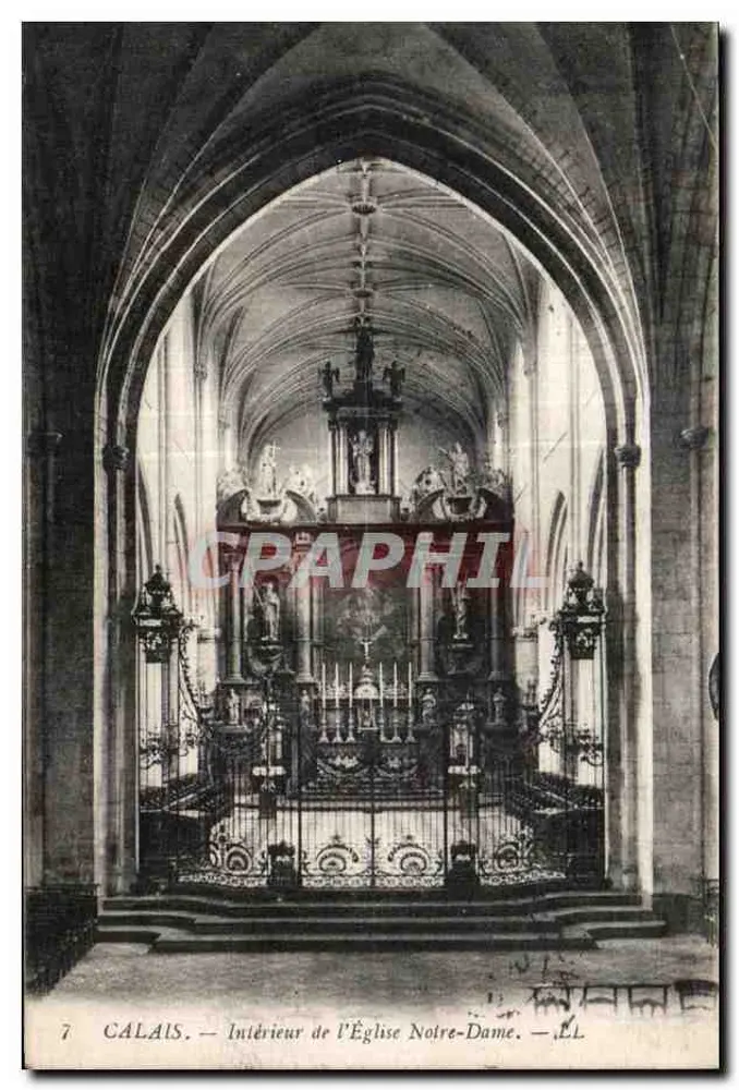 Calais — Interior da Igreja de Nossa Senhora — Editor L. L. n°7 - Frente
