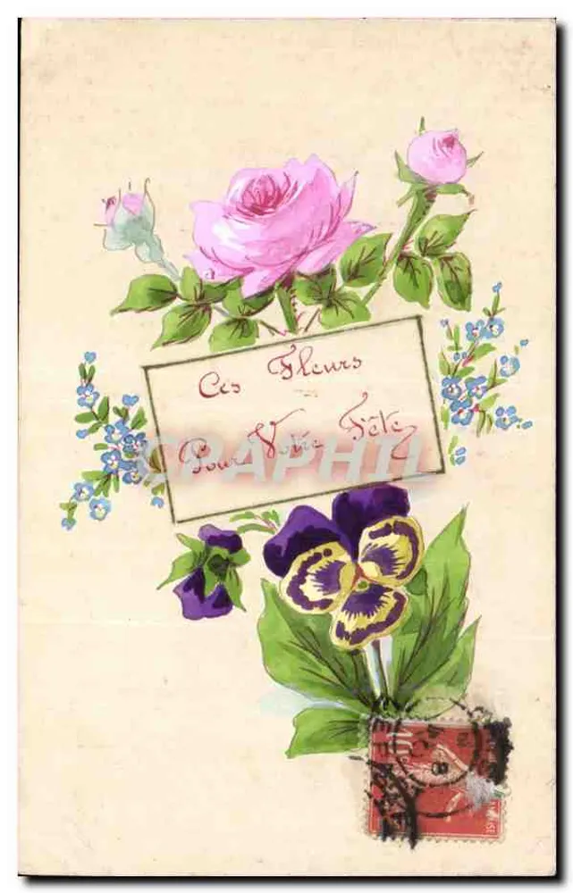 Fleurs — Rose et pensée — éditeur non visible - Frente