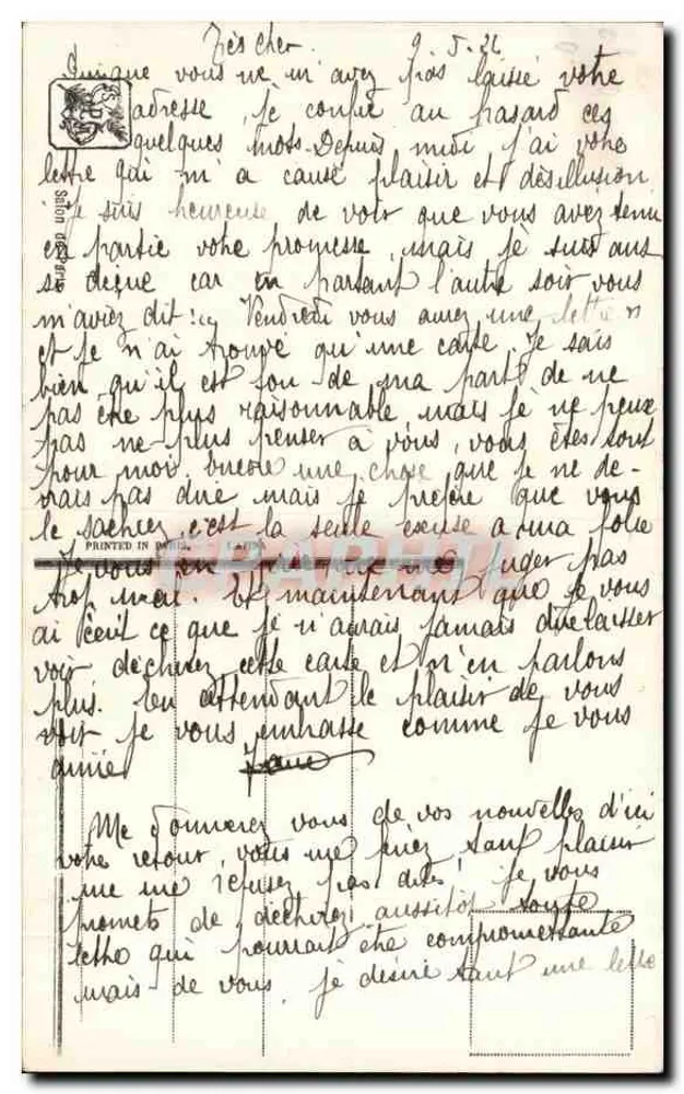 Frau sitzend am Bach — Werk von Azél Bover — Salon von Paris, Nr. 4561 - Rückseite