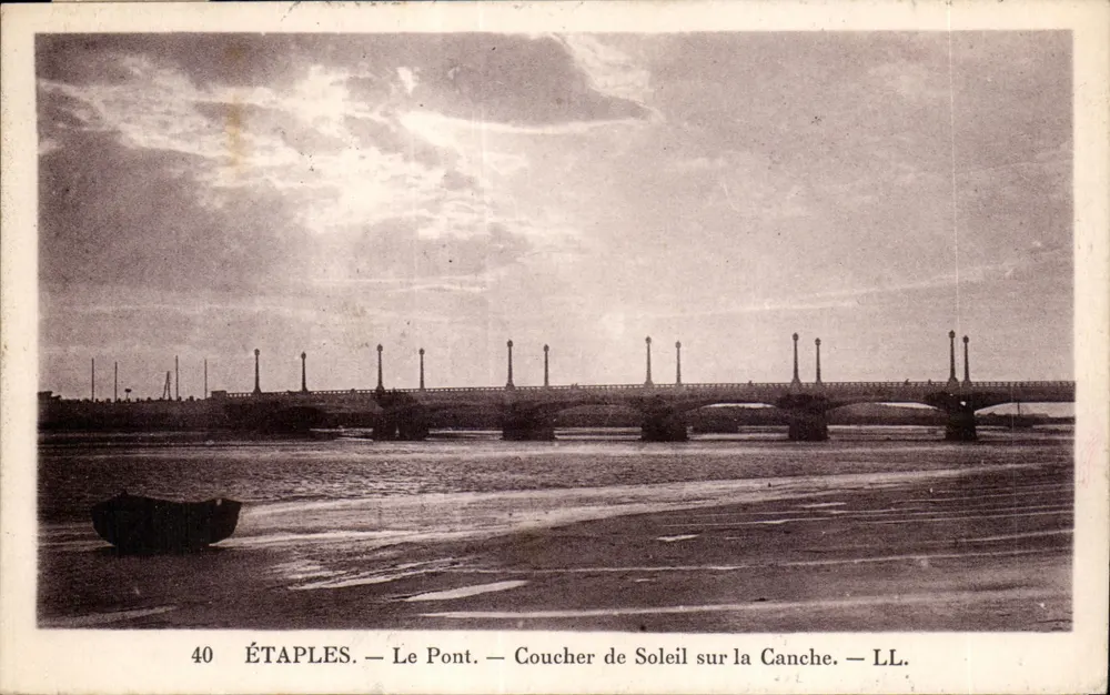 Étaples — El Puente — Atardecer sobre el Canche — LL. n°40 - Anverso