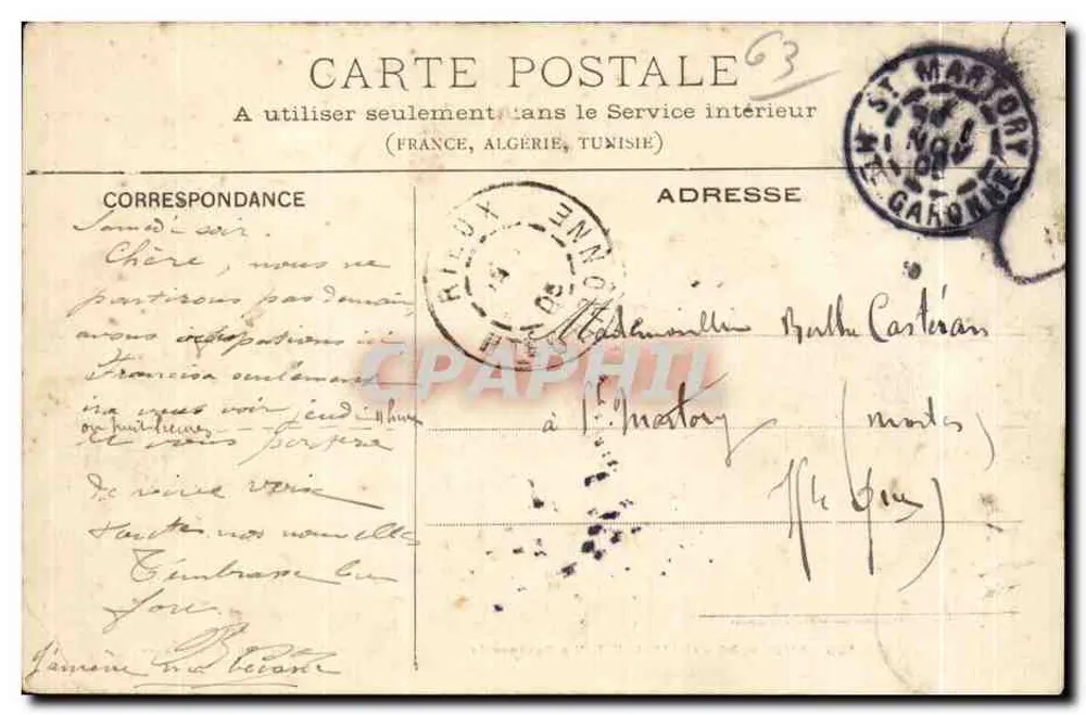 Auvergne - Châteauneuf - A Ponte — Garel Aug. Bazar, Châtel-Guyon, n°125 - Verso