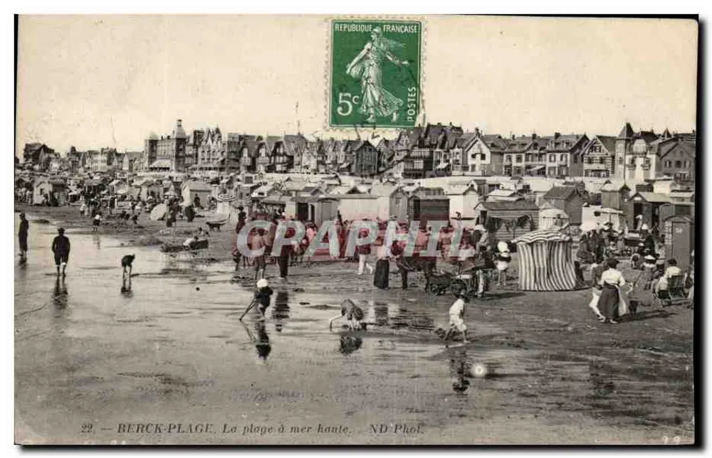 Berck-Plage — La playa a marea alta — ND Phol. - Anverso