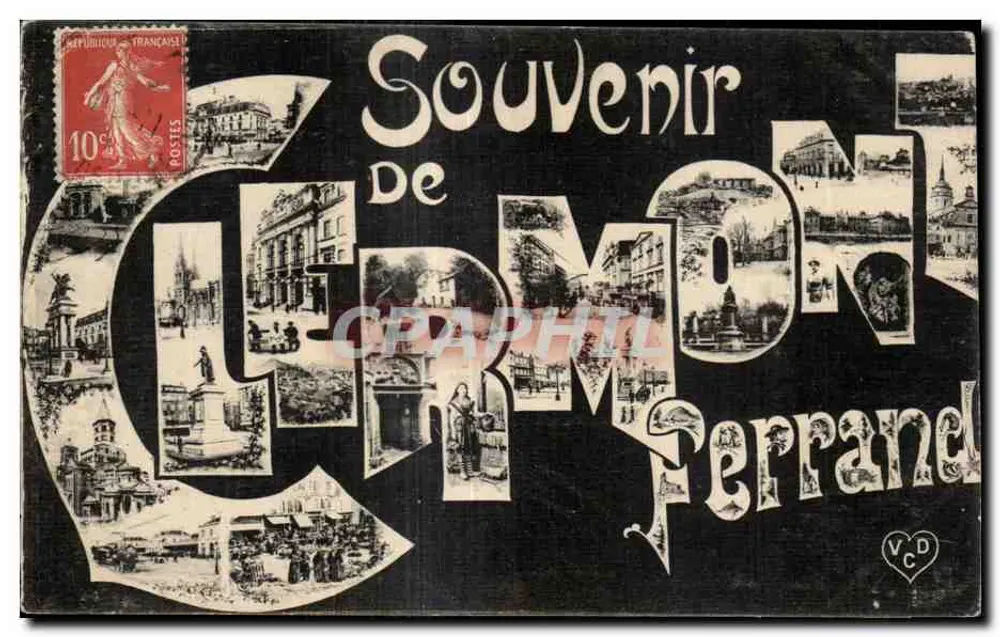 Cermont-Ferrand — Lembrança de Cermont-Ferrand — editor V.C.D. - Frente