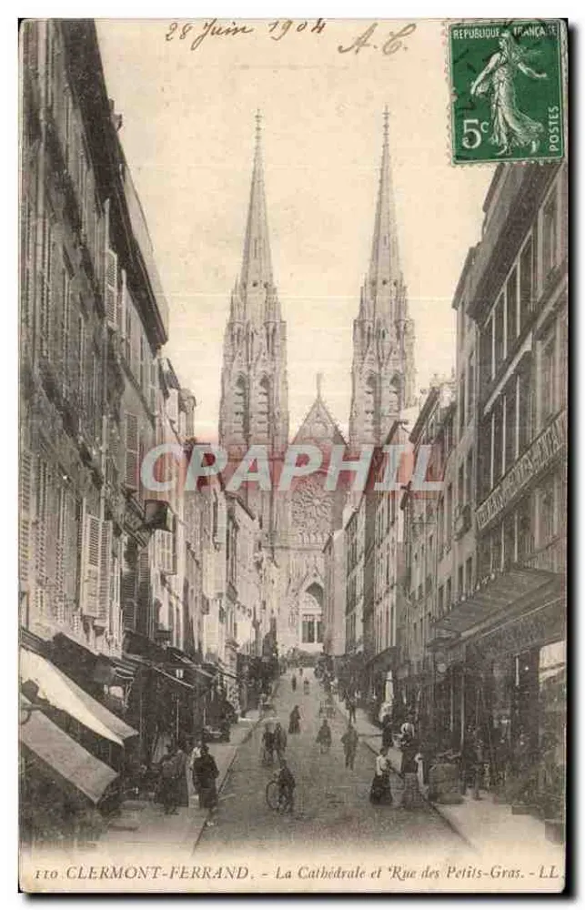 Clermont-Ferrand — Ansicht der Kathedrale und Rue des Petits-Gras — LL - Vorderseite
