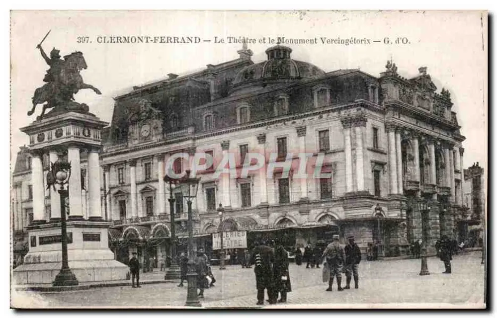 Clermont-Ferrand — Das Theater und das Denkmal Vercingétorix — G. d'O. - Vorderseite