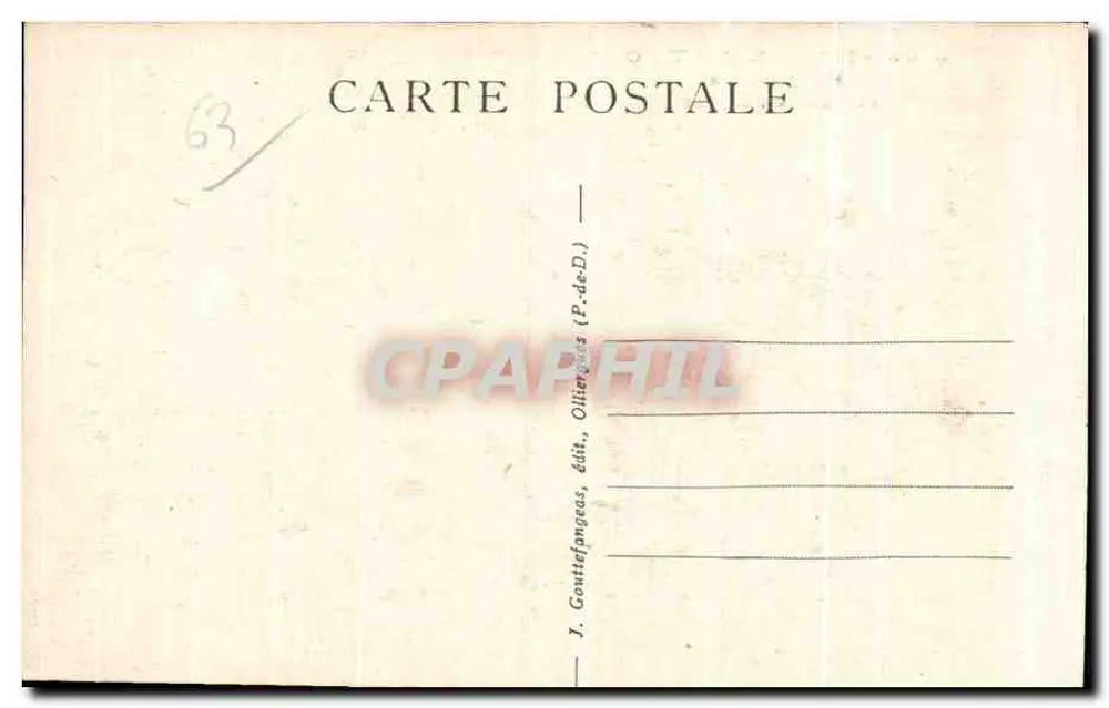 Le Mont-Dore — Hotel Gallia und Kirchstraße — J. Gouttefangeas, Verlag (P.-de-D.) - Rückseite