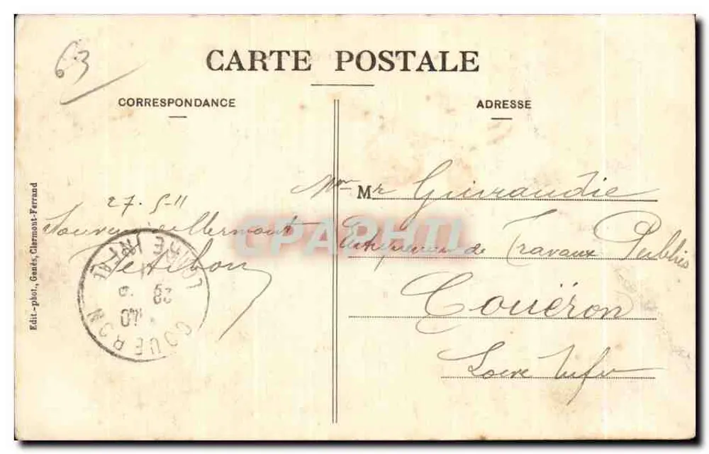 Auvergne — Royat no seu ninho — Edição-fotográfica Gaudé, Clermont-Ferrand - Verso