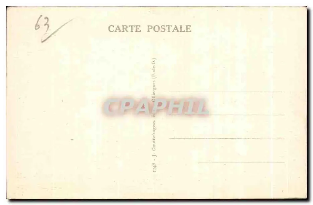 Royat en het Puy de Dôme — Auvergne — uitgever J. Gouttenens, nr. 63 - Achterkant