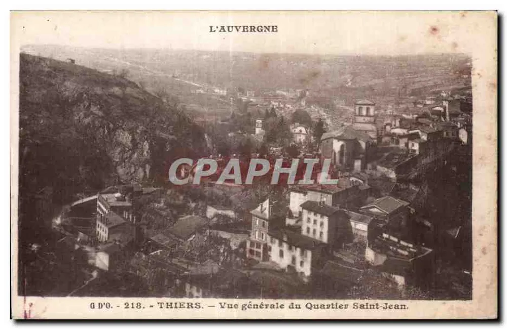 Thiers - Vista geral do Bairro Saint-Jean — L'Auvergne, editor G D'O., n° 218 - Frente
