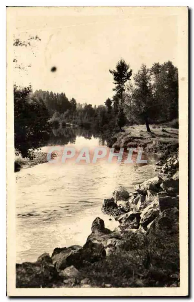 Fluss, umgeben von Felsen und Wald — natürliche Ansicht — unbekannter Verleger - Vorderseite