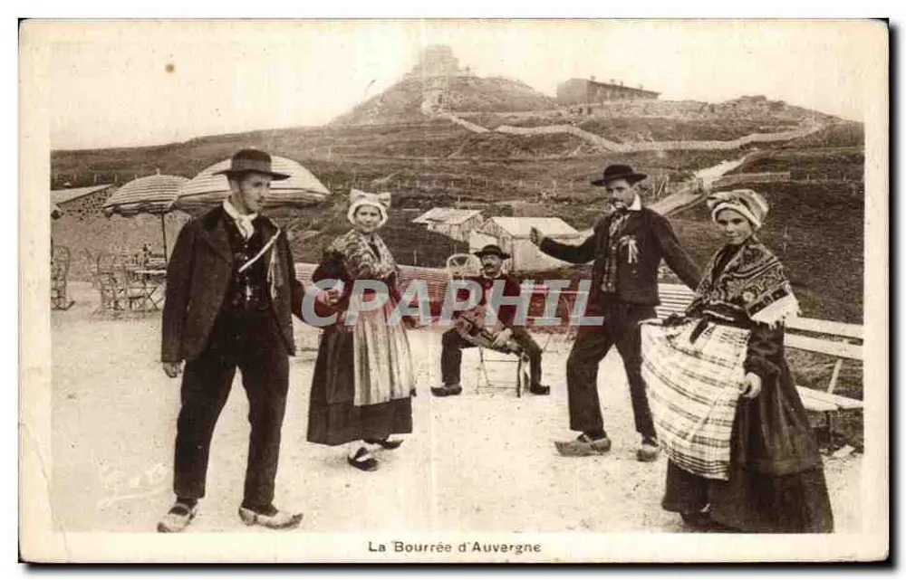 La Bourrée d'Auvergne — dançarinos em trajes tradicionais — editor não identificado - Frente