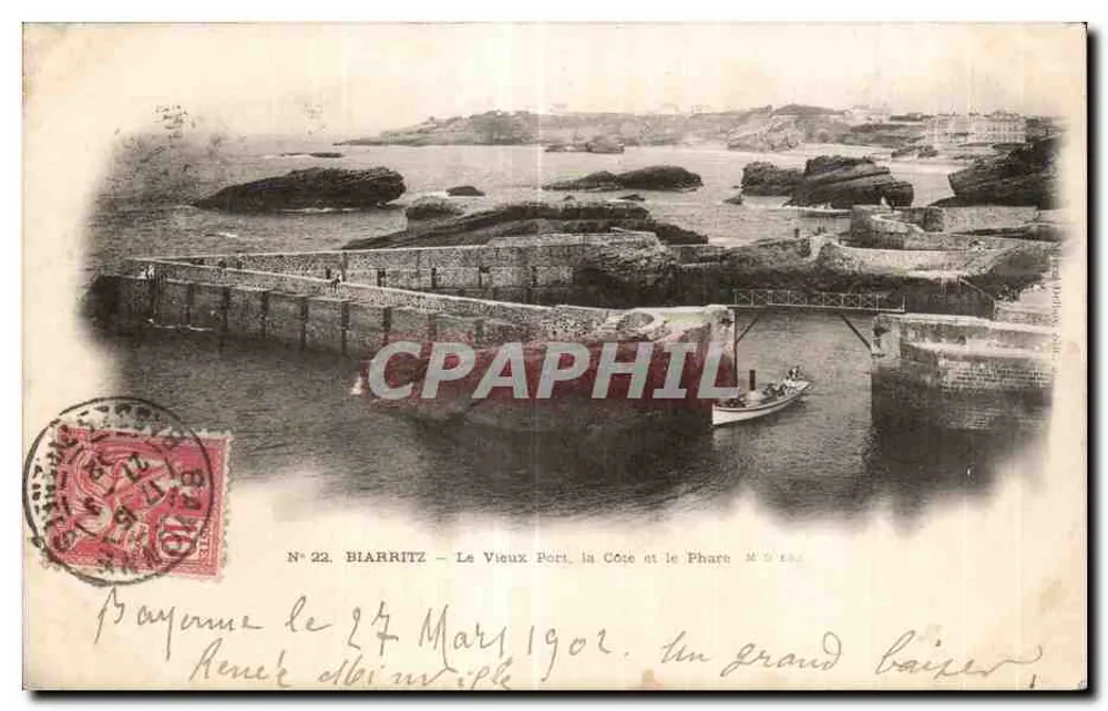 Biarritz — Der alte Hafen, die Küste und der Leuchtturm — N° 22 - Vorderseite