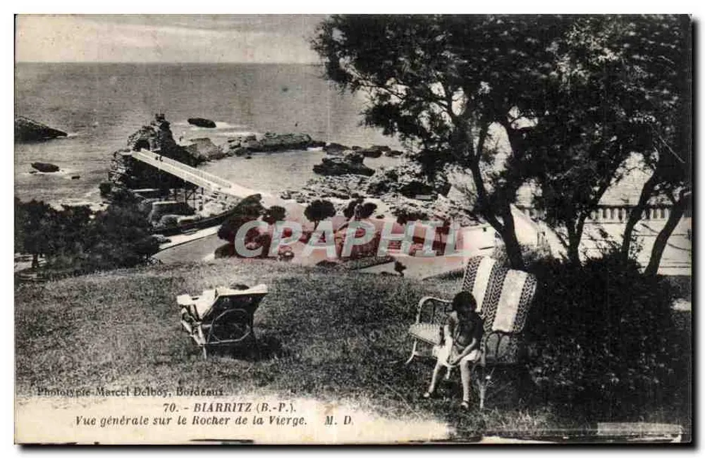 Blarritz (B.-P.) - Allgemeiner Blick auf den Rocher de la Vierge — Phototypie Marcel Delbouy, Bordeaux, n° 70 - Vorderseite