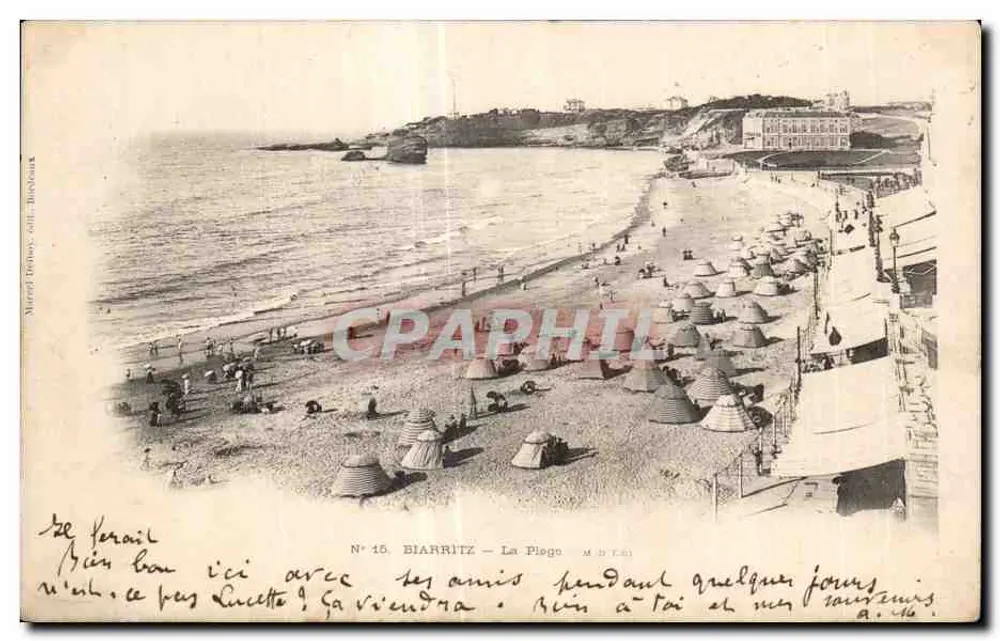 Biarritz — Plaża — N° 15, wydawca Merret & Béthune - Awers