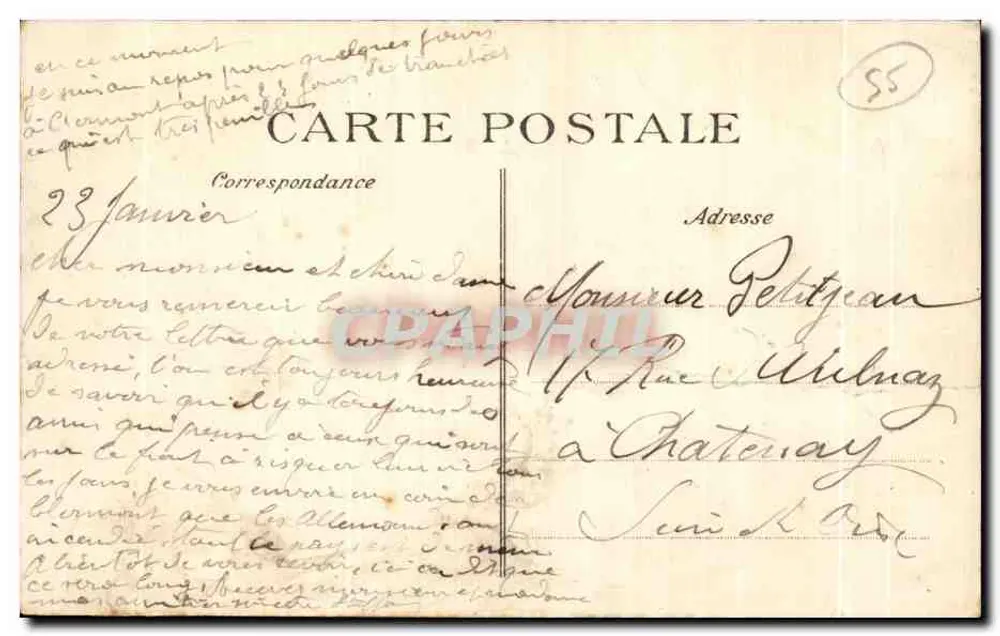Clermont-en-Argonne — Ansicht vom südlichen Teil der rue de Varennes — Edit. Benoist, Paris - Rückseite