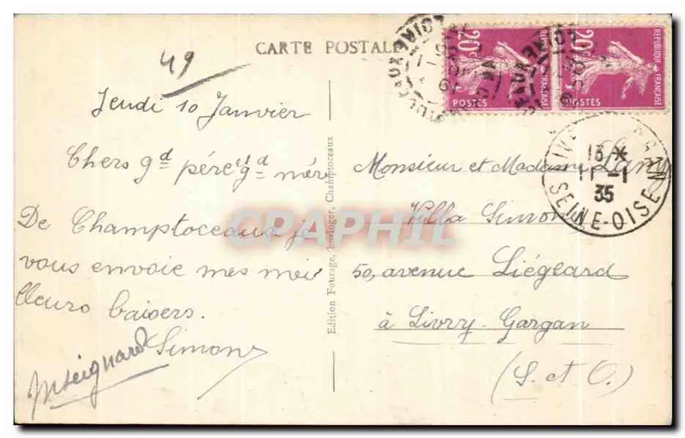 Champtoceaux (M.-et-L.) — Der Brücke über die Loire — Édition Farge - Rückseite