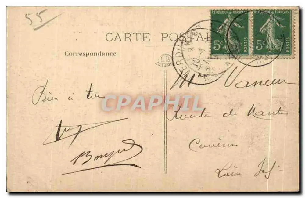 Verdun "Seine Ruinen" — Pont Beaurepaire und Häuser am Meuse — Foto Vazé - Rückseite
