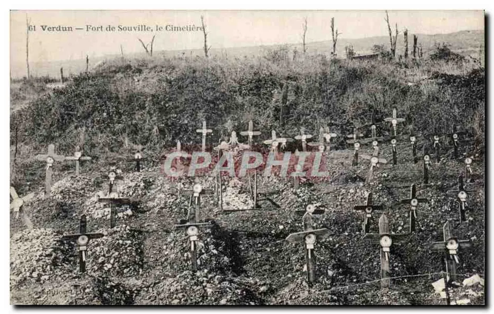 Fort de Souville, der Friedhof — Verdun — Verlag A. Tillyon, Nr. 61 - Vorderseite