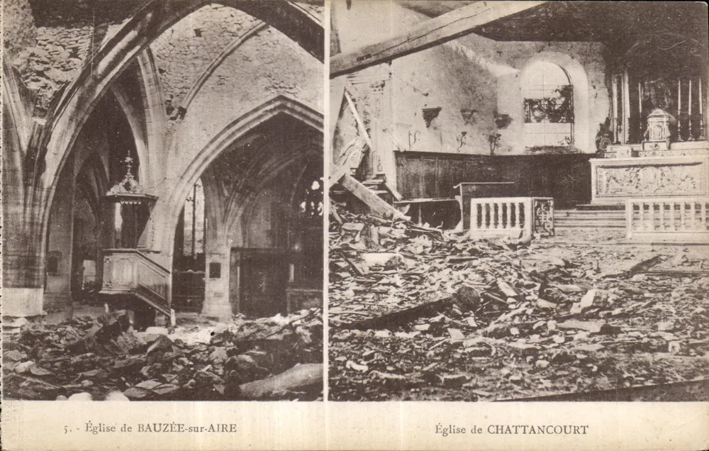 Kirche von BAUZÉE-sur-AIRE — Kirche von CHATTANCOURT — Verlag: BERGERET, STRASBOURG - Vorderseite