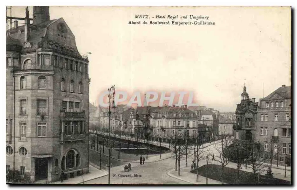Metz - Hotel Royal und Umgebung — Ansicht des Boulevard Empereur-Guillaume — F. Courard, Metz - Vorderseite