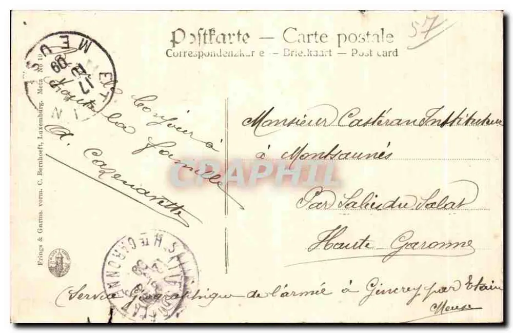 Metz. Panorama. — Vista aérea — Frings & Garns, vorm. C. Bernhoeft, Luxemburgo - Verso