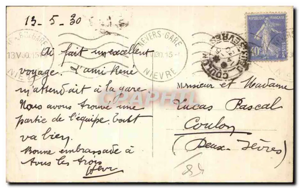 Nevers — A Porta de Paris — IMP. H. WAYER, PRÉMÉRY - Verso