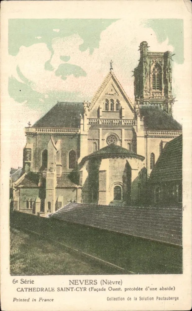 Nevers (Nièvre) — Cathédrale Saint-Cyr (Façade Ouest, précédée d'une abside) — Collection de la Solution Pautaubege, 6e Série - Frente