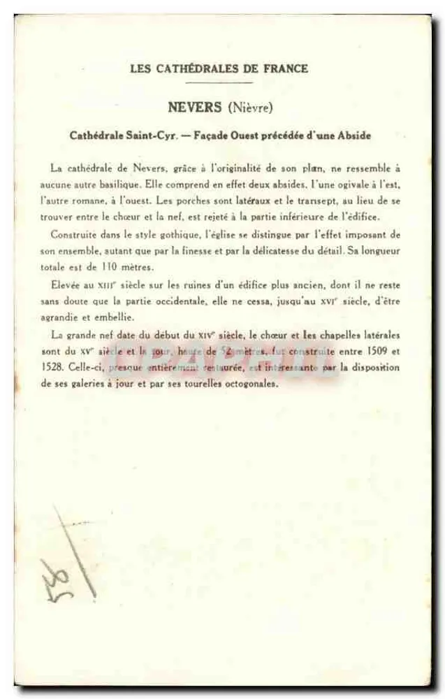 Catedral Saint-Cyr — Fachada Oeste (Nièvre) — Coleção da Solução Pautaubege - Verso